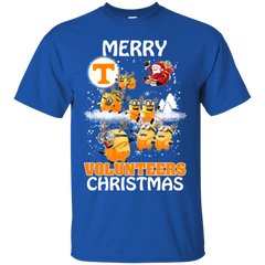 Tennessee Volunteers Ugly Christmas Sweaters Minions Santa Claus Merry Christmas Cotton T-Shirt - The White Eagles