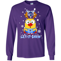 Minion Charlotte Hornets Ugly Christmas Sweaters Let It Snow LS Cotton T-Shirt - The White Eagles