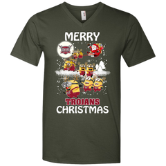 Troy Trojans Ugly Christmas Sweaters Minions Santa Claus Merry Christmas Men's V-Neck T-Shirt - The White Eagles