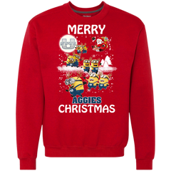 Utah State Aggies Ugly Christmas Sweaters Minions Santa Claus Merry Christmas Sweatshirt - The White Eagles