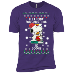 All I Want For Christmas Is Books Snoopy The Peanuts Movie Men's Sleeve Shirt - The White Eagles