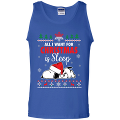 All I Want For Christmas Is Sleep Snoopy The Peanuts Movie Tank Top - The White Eagles