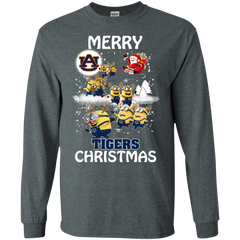 Auburn Tigers Ugly Christmas Sweaters Minions Santa Claus Merry Christmas LS Cotton T-Shirt - The White Eagles