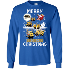 Western Michigan Broncos Ugly Christmas Sweaters Minions Santa Claus Merry Christmas LS Cotton T-Shirt - The White Eagles
