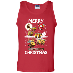 Wyoming Cowboys Ugly Christmas Sweaters Minions Santa Claus Merry Christmas Tank Top - The White Eagles