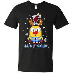 Minion Miami Heat Ugly Christmas Sweaters Let It Snow Men's V-Neck T-Shirt - The White Eagles