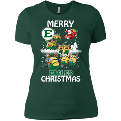 Eastern Michigan Eagles Ugly Christmas Sweaters Minions Santa Claus Merry Christmas Ladies' Shirt - The White Eagles