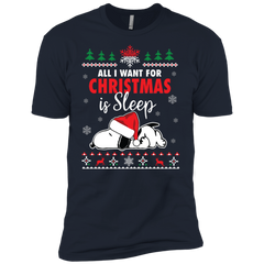All I Want For Christmas Is Sleep Snoopy The Peanuts Movie Men's Sleeve Shirt - The White Eagles