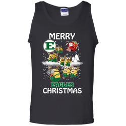 Eastern Michigan Eagles Ugly Christmas Sweaters Minions Santa Claus Merry Christmas Tank Top - The White Eagles