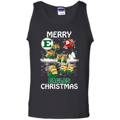 Eastern Michigan Eagles Ugly Christmas Sweaters Minions Santa Claus Merry Christmas Tank Top - The White Eagles