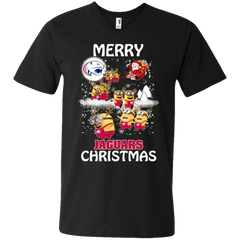 South Alabama Jaguars Ugly Christmas Sweaters Minions Santa Claus Merry Christmas Men's V-Neck T-Shirt - The White Eagles
