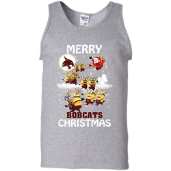Texas State Bobcats Ugly Christmas Sweaters Minions Santa Claus Merry Christmas Tank Top - The White Eagles