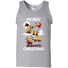 Texas State Bobcats Ugly Christmas Sweaters Minions Santa Claus Merry Christmas Tank Top - The White Eagles