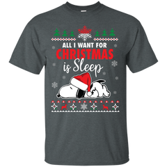 All I Want For Christmas Is Sleep Snoopy The Peanuts Movie Cotton T-Shirt - The White Eagles