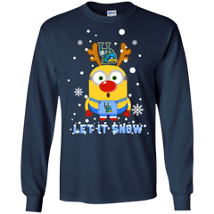 Minion Delaware Fightin_ Blue Hens Ugly Christmas Sweaters Let It Snow LS Cotton T-Shirt - The White Eagles