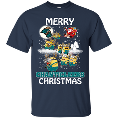 Coastal Carolina Chanticleers Ugly Christmas Sweaters Minions Santa Claus Merry Christmas Cotton T-Shirt - The White Eagles