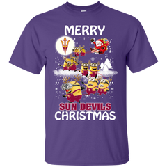 Arizona State Sun Devils T Shirts Minions Santa Claus Merry Christmas Cotton T-Shirt - The White Eagles