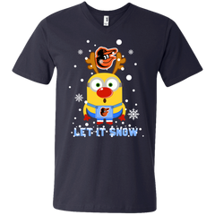 Minion Baltimore Orioles  Ugly Christmas Sweaters Let It Snow Men's V-Neck T-Shirt - The White Eagles