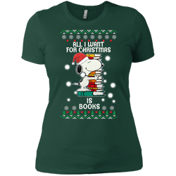 All I Want For Christmas Is Books Snoopy The Peanuts Movie Ladies' Shirt - The White Eagles