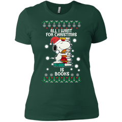 All I Want For Christmas Is Books Snoopy The Peanuts Movie Ladies' Shirt - The White Eagles