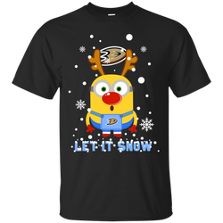 Minion Anaheim Ducks Ugly Christmas Sweaters Let It Snow Cotton T-Shirt - The White Eagles