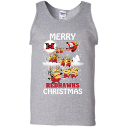 Miami Redhawks Ugly Christmas Sweaters Minions Santa Claus Merry Christmas Tank Top - The White Eagles