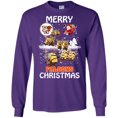 Bowling Green Falcons Ugly Christmas Sweaters Minions Santa Claus Merry Christmas LS Cotton T-Shirt - The White Eagles