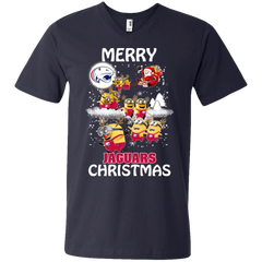 South Alabama Jaguars Ugly Christmas Sweaters Minions Santa Claus Merry Christmas Men's V-Neck T-Shirt - The White Eagles