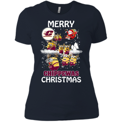 Central Michigan Chippewas T Shirts Minions Santa Claus Merry Christmas Ladies' Shirt - The White Eagles