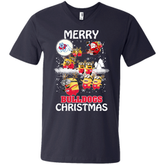 Fresno State Bulldogs Ugly Christmas Sweaters Minions Santa Claus Merry Christmas Men's V-Neck T-Shirt - The White Eagles