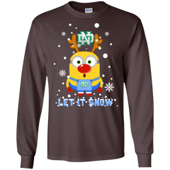 Minion North Dakota Fighting Hawks Ugly Christmas Sweaters Let It Snow LS Cotton T-Shirt - The White Eagles