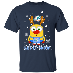 Minion Miami Dolphins Ugly Christmas Sweaters Let It Snow Cotton T-Shirt - The White Eagles