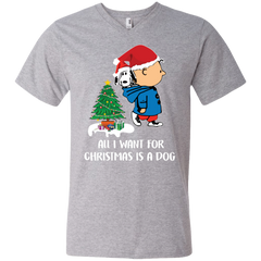 All I Want For Christmas Is A Dog Snoopy Charlie Brown The Peanuts Movie Men's V-Neck T-Shirt - The White Eagles