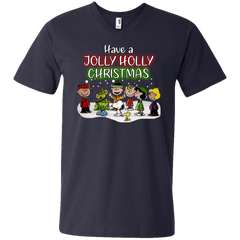 Have A Jolly Holly Christmas The Peanuts Movie Snoopy Charlie Brown Woodstock Men's V-Neck T-Shirt - The White Eagles
