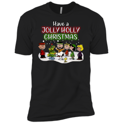Have A Jolly Holly Christmas The Peanuts Movie Snoopy Charlie Brown Woodstock Men's Sleeve Shirt - The White Eagles