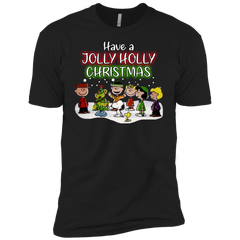 Have A Jolly Holly Christmas The Peanuts Movie Snoopy Charlie Brown Woodstock Men's Sleeve Shirt - The White Eagles