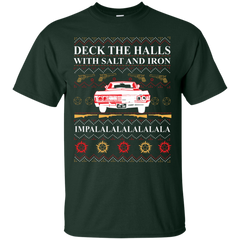 Deck The Halls With Salt And Iron Ugly Christmas Sweater Cotton T-Shirt - The White Eagles