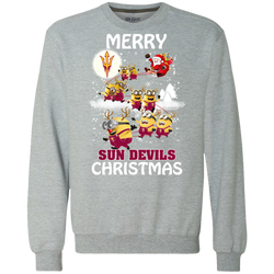 Arizona State Sun Devils Ugly Christmas Sweaters Minions Santa Claus Merry Christmas Sweatshirt - The White Eagles