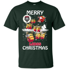 New Mexico Lobos Ugly Christmas Sweaters Minions Santa Claus Merry Christmas Cotton T-Shirt - The White Eagles