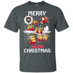 New Mexico Lobos Ugly Christmas Sweaters Minions Santa Claus Merry Christmas Cotton T-Shirt - The White Eagles