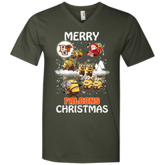 Bowling Green Falcons Ugly Christmas Sweaters Minions Santa Claus Merry Christmas Men's V-Neck T-Shirt - The White Eagles