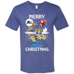 Buffalo Bulls Ugly Christmas Sweaters Minions Santa Claus Merry Christmas Men's V-Neck T-Shirt - The White Eagles