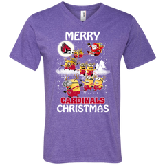 Ball State Cardinals T Shirts Minions Santa Claus Merry Christmas Men's V-Neck T-Shirt - The White Eagles