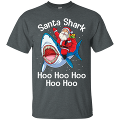 Santa Shark Hoo Hoo Hoo Hoo Hoo Christmas Ugly Christmas Sweater Cotton T-Shirt - The White Eagles