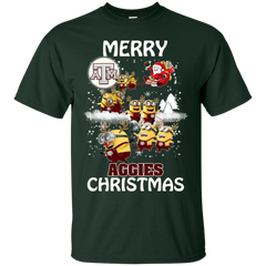 Texas A_amp_m Aggies Ugly Christmas Sweaters Minions Santa Claus Merry Christmas Cotton T-Shirt - The White Eagles