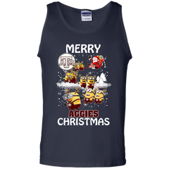 Texas A_amp_m Aggies Ugly Christmas Sweaters Minions Santa Claus Merry Christmas Tank Top - The White Eagles