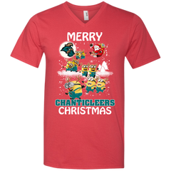 Coastal Carolina Chanticleers Ugly Christmas Sweaters Minions Santa Claus Merry Christmas Men's V-Neck T-Shirt - The White Eagles