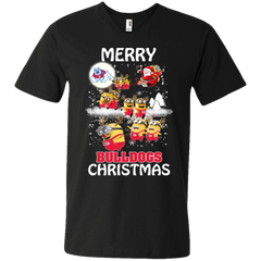 Fresno State Bulldogs Ugly Christmas Sweaters Minions Santa Claus Merry Christmas Men's V-Neck T-Shirt - The White Eagles