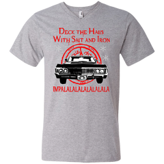 Deck The Halls With Salt And Iron Impala Lalalalalalala Supernatural Ugly Christmas Sweater Men's V-Neck T-Shirt - The White Eagles