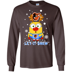 Minion Baltimore Orioles  Ugly Christmas Sweaters Let It Snow LS Cotton T-Shirt - The White Eagles